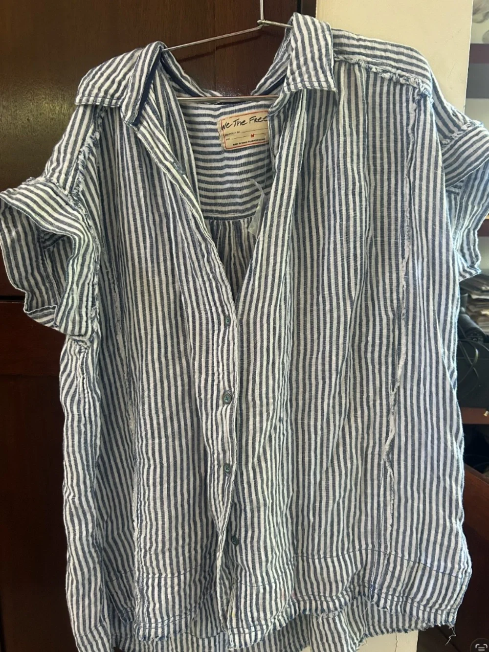 We the Free Indigo Stripe Button Down - Picture 1 of 3